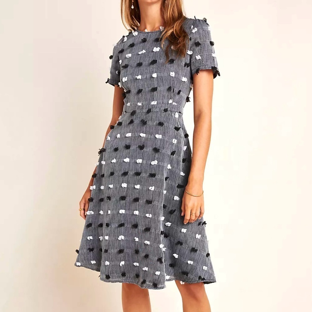 Anthropologie Sunday in Brooklyn Gisela Textured Mini Dress L Petite Black White